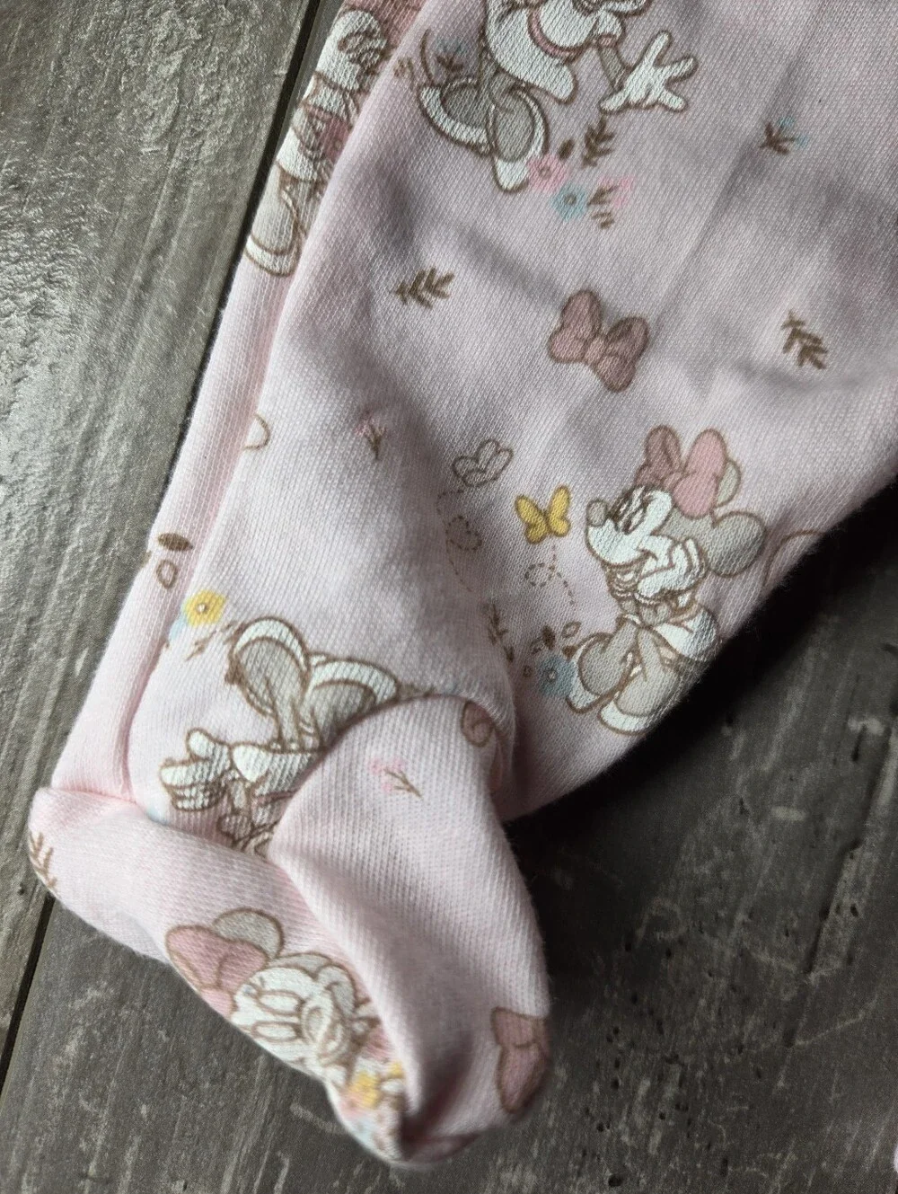 NWT Disney Pink Minnie Mouse Ruffle‑Trim Zip One‑Piece Footie – Size Newborn